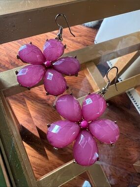 Pink Floral Drop Earrings - Women Jewelry